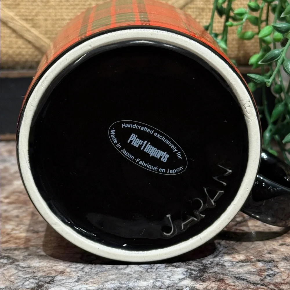 PIER 1 PLAID MUG